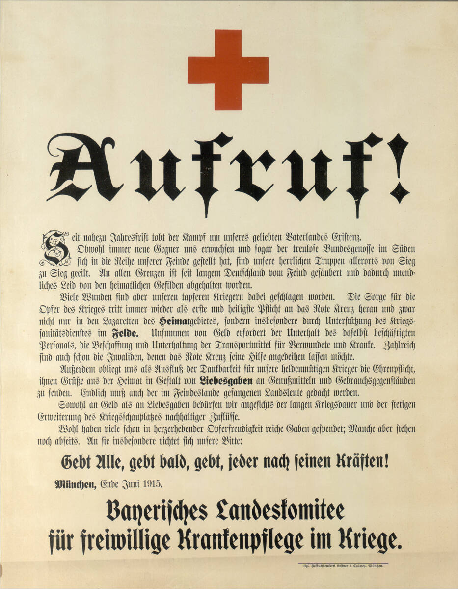 Anonym, Bayrisches Landeskomitee für freiwillige Krankenpflege im Kriege; Aufruf!