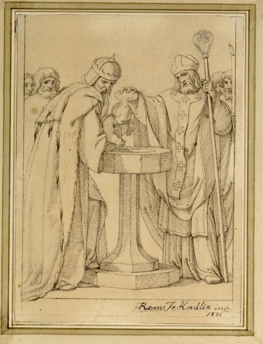Der kleine Adalbert die heilige Taufe erhaltend, František Tkadlík, 1836