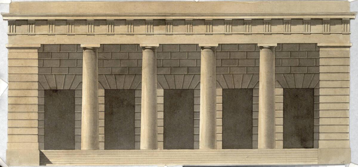 Wien I, Hofburg, Äußeres Burgtor, Projekt, Stadtseite, seitlicher Portikus, Aufriß, Inv. Nr.: A…