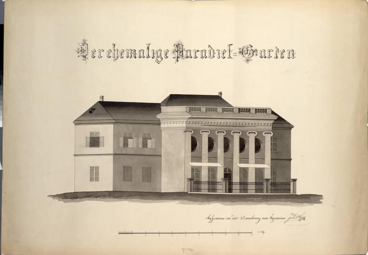 Wien I, Hofburg, Paradeisgartl, Erstes Cortisches Caféhaus, Perspektive, Inv. Nr.: AZ6750