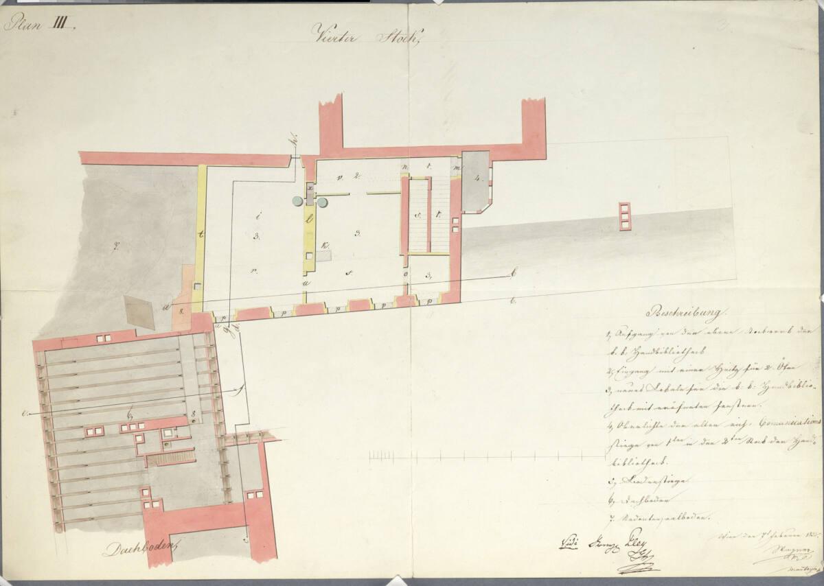 Wien I, Hofburg, Schlossergangtrakt, Projekt zur Neugestaltung der kaiserlichen Handbibliothek …