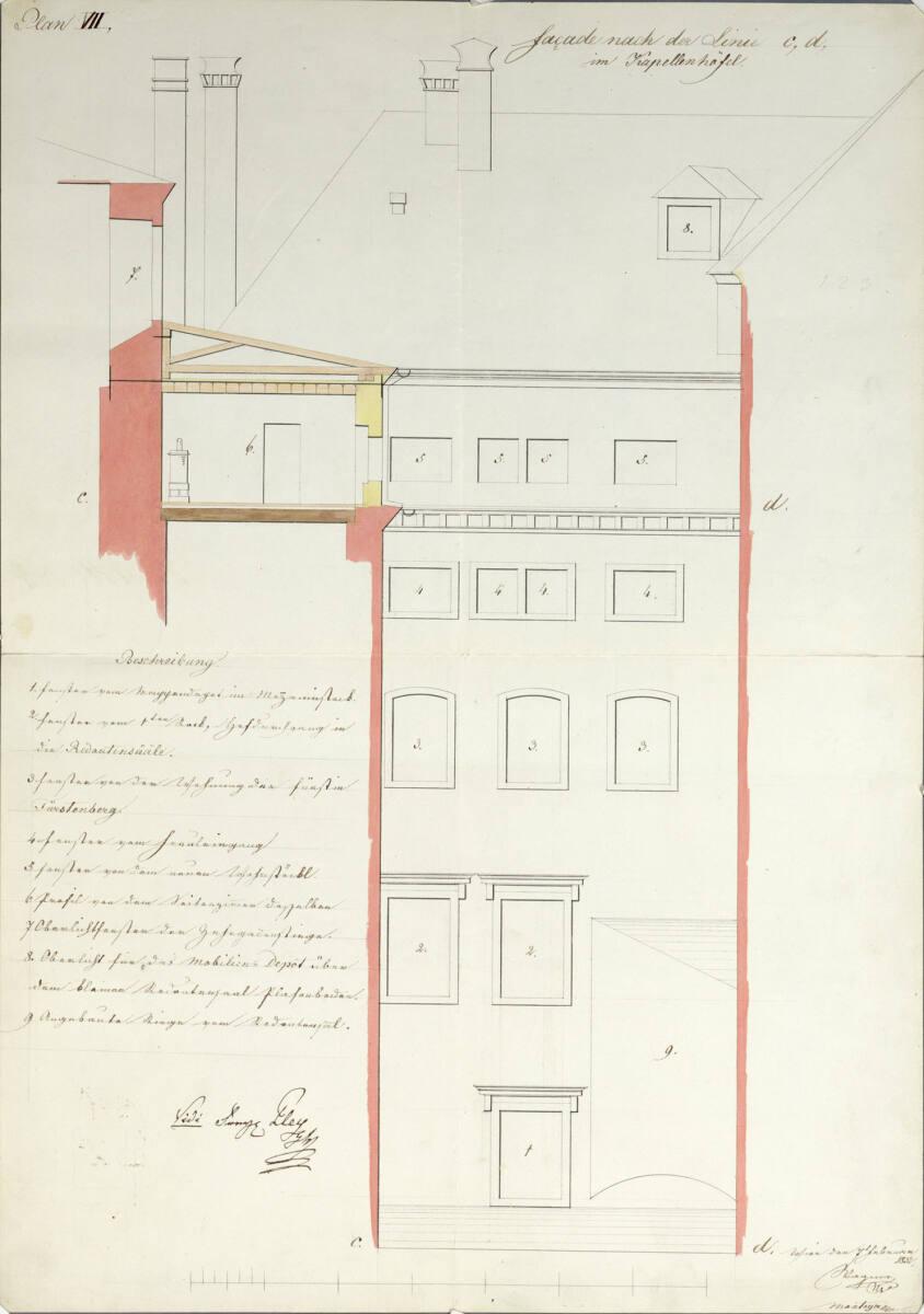 Wien I, Hofburg, Schlossergangtrakt, Projekt zur Neugestaltung der kaiserlichen Handbibliothek …