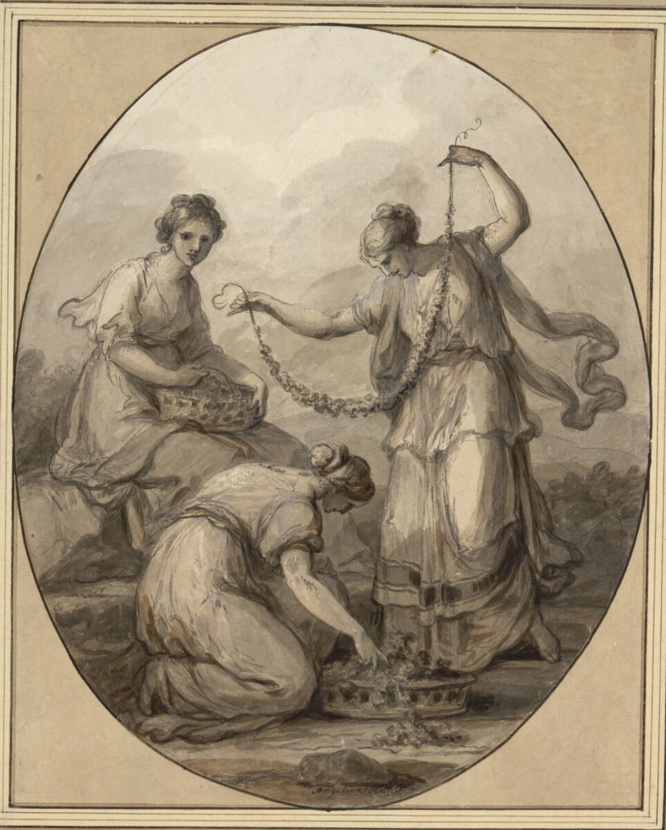 Allegorie des Frühlings: Drei junge Frauen mit Blumengirlanden, Angelica Kauffmann