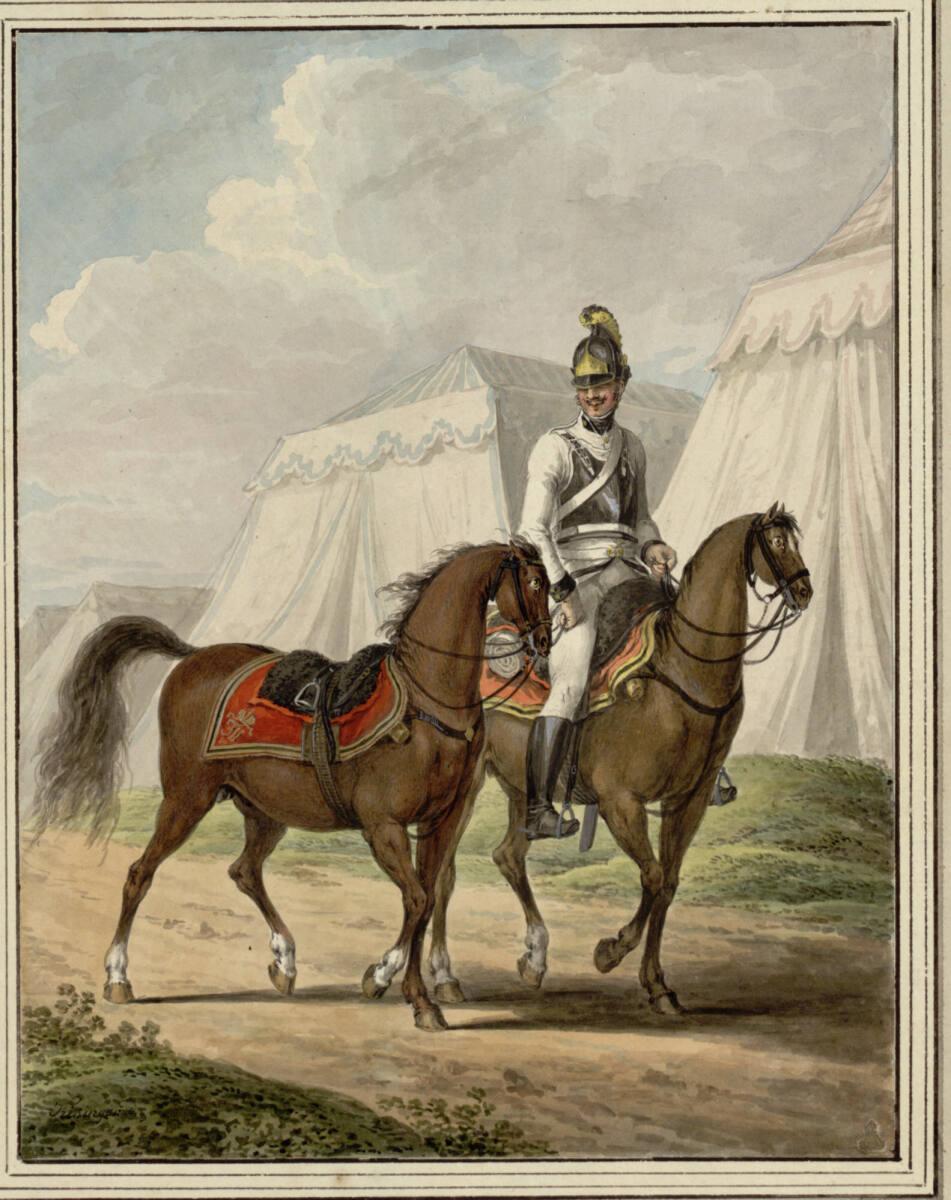 Vincenz Georg Kininger, Un du Regiment de Mach (?) ramenant un Cheval d'Officier au Camp., Inv.…