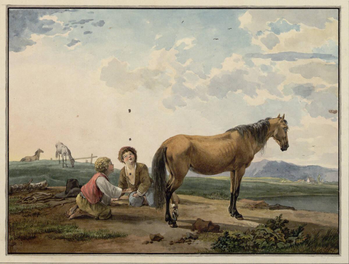 Wilhelm Alexander Wolfgang von  Kobell, Landschaft mit zwei Hütebuben und Pferden, Inv. Nr.: 56…