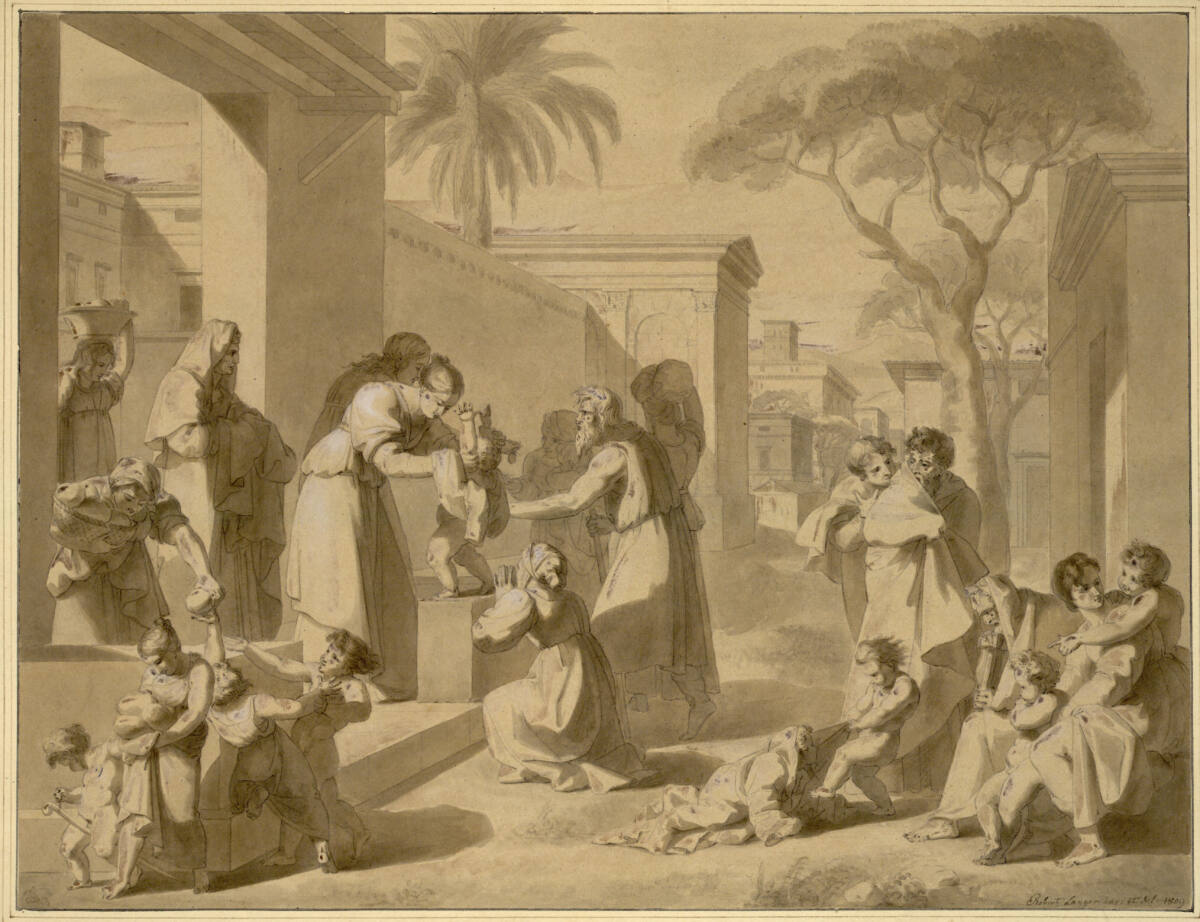 Die Hl. Cäcilia verteilt Almosen, Robert von Langer, 1809