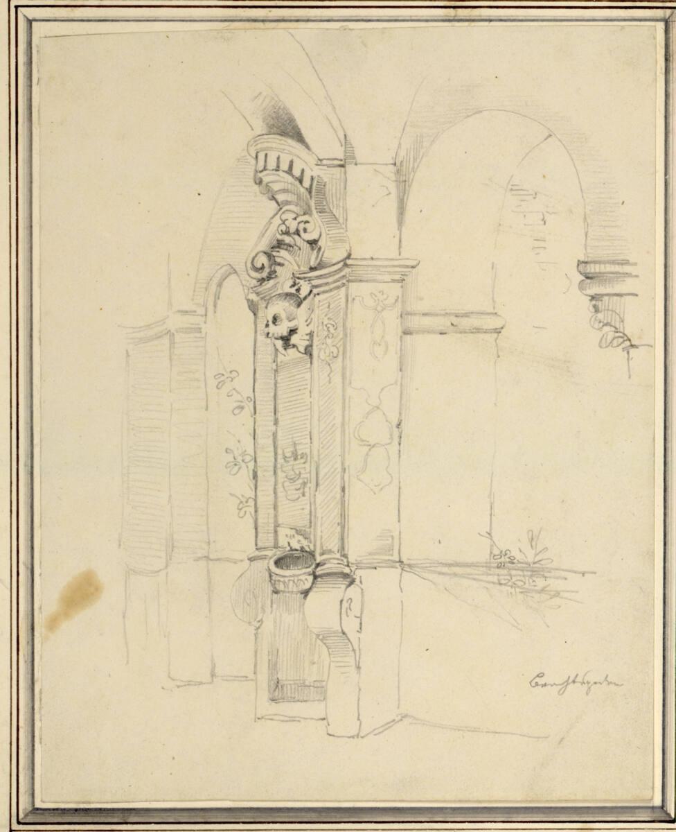 Karl Markó, Weihwasserbecken im Kreuzgang der Franziskaner/Chorherren Stiftskirche in Berchtesg…