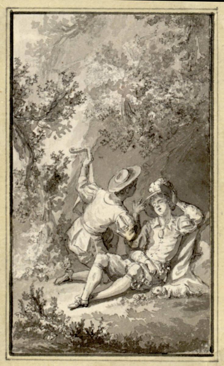 Jacob Wilhelm Mechau, Pedrillo findet seinen Herrn Don Sylvio schlafend bei einer Höhle im Wald…