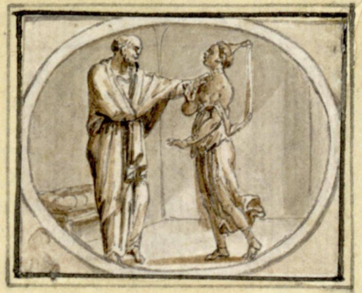 Jacob Wilhelm Mechau, Vignette mit queroval eingeschriebenem Medaillon (Philosoph und morgenlän…