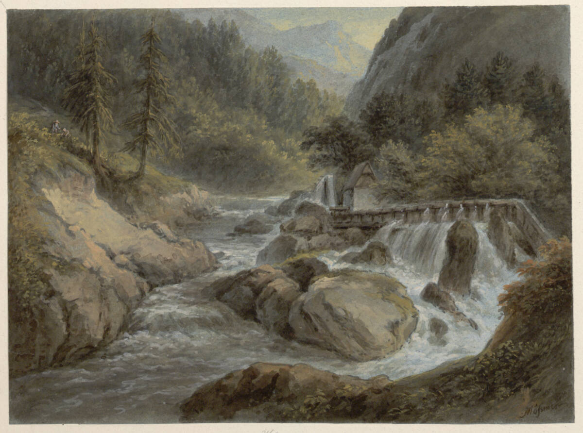 Gebirgsbach mit Mühle, Joseph Mössmer