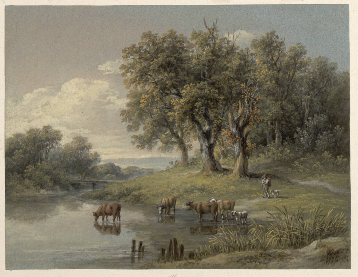 Herde am Wasser, Joseph Mössmer