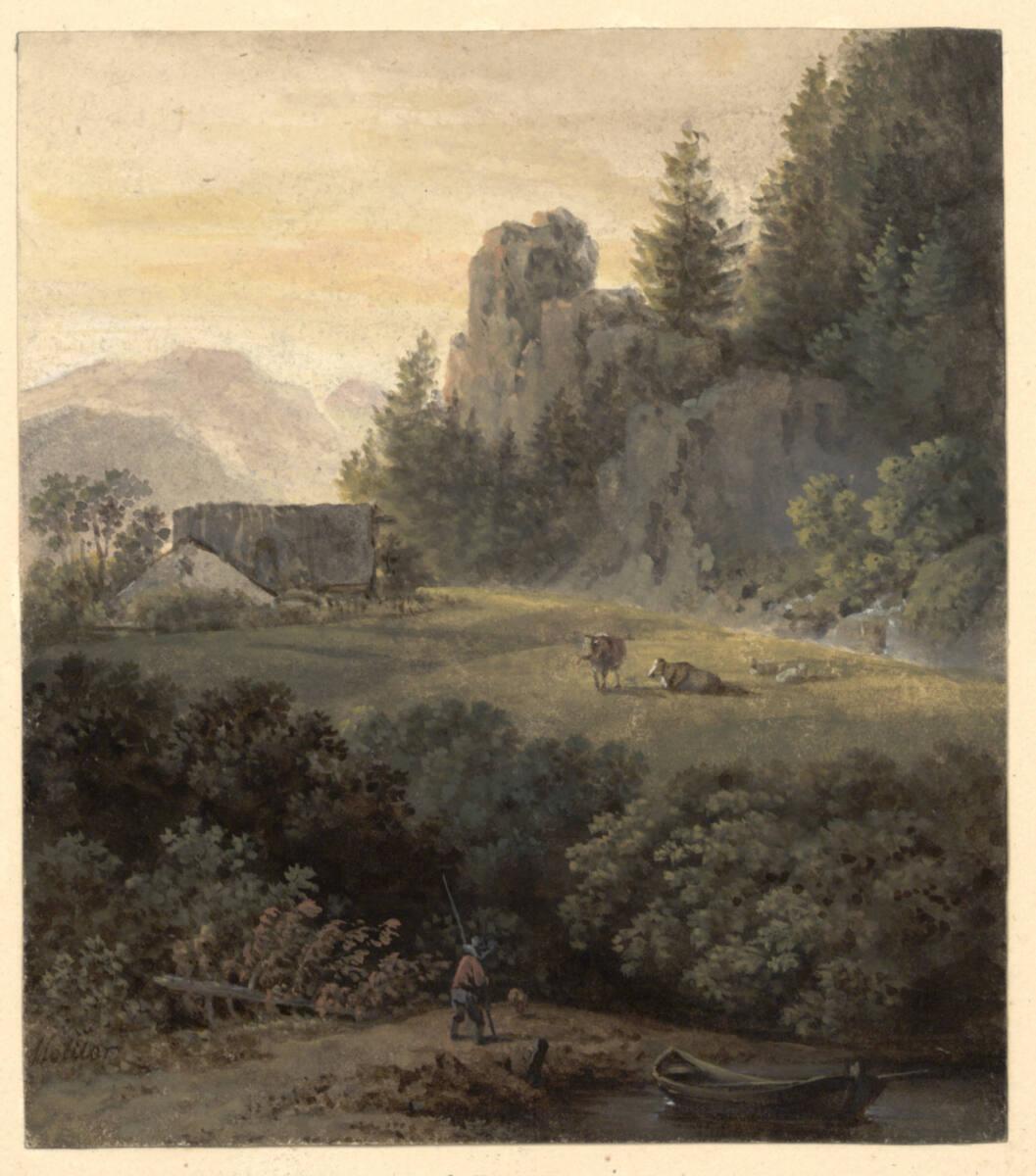 Martin von Molitor, Berglandschaft mit Kahn im Vordergrund, Inv. Nr.: 6005