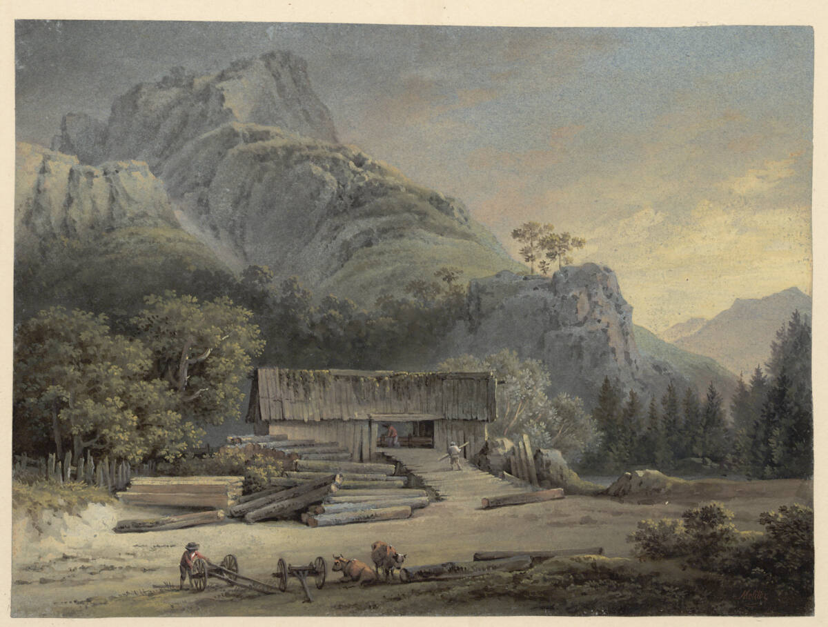 Alpenlandschaft mit Sägewerk, Martin von Molitor