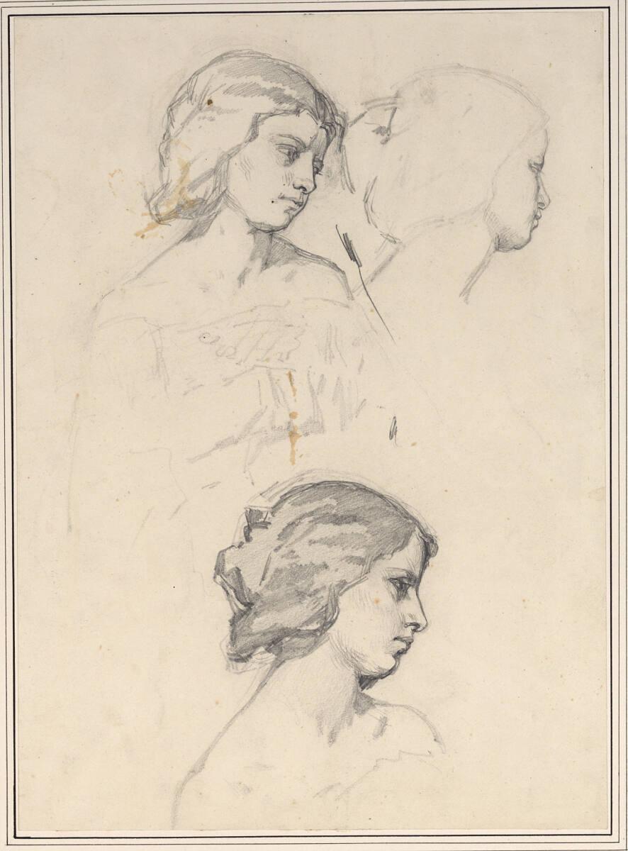 August Xaver Karl von Pettenkofen, Studien nach einem Mädchenkopf, Inv. Nr.: 6138
