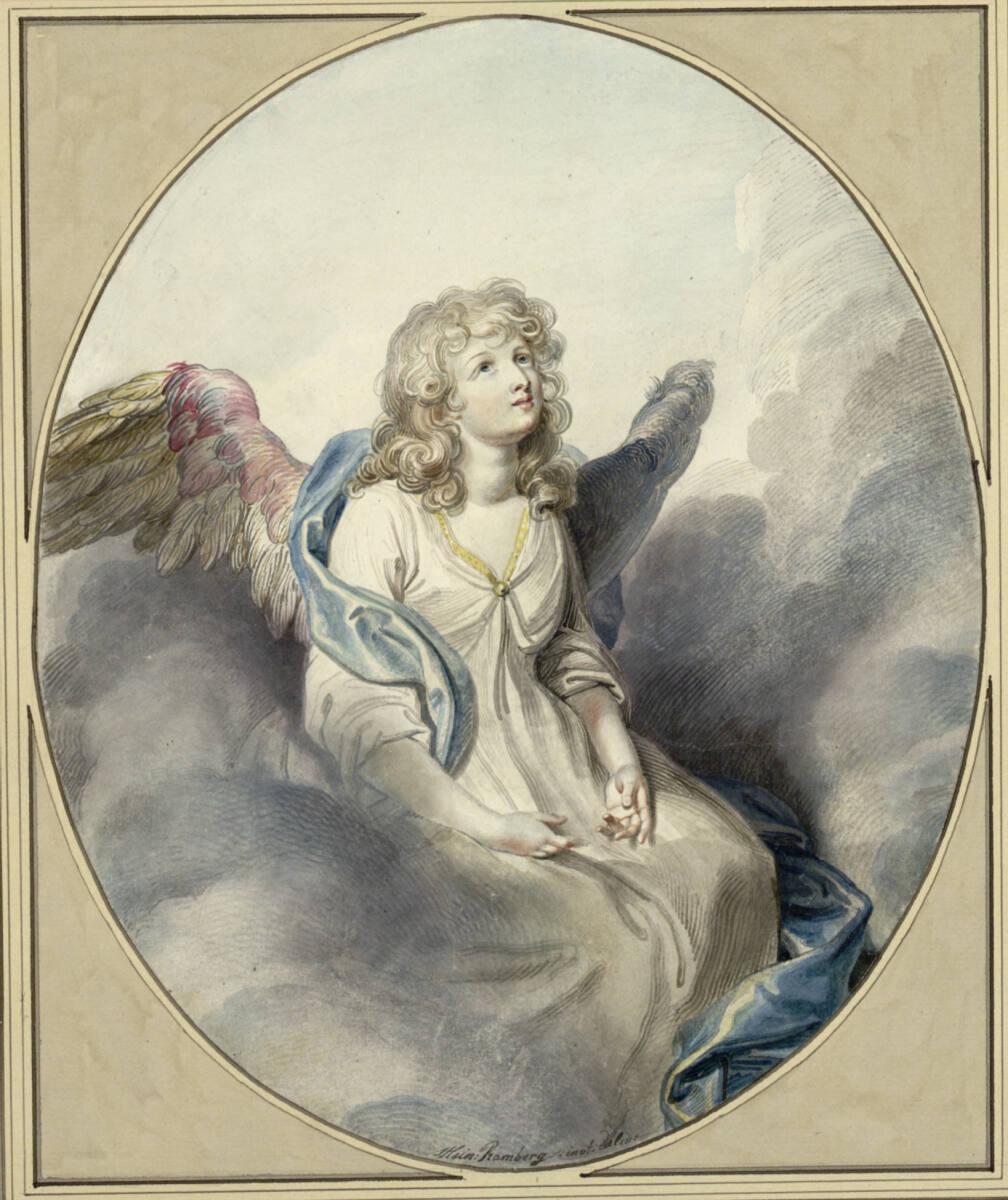 Johann Heinrich Ramberg, Ein Engel, auf Wolken sitzend, Inv. Nr.: 6212