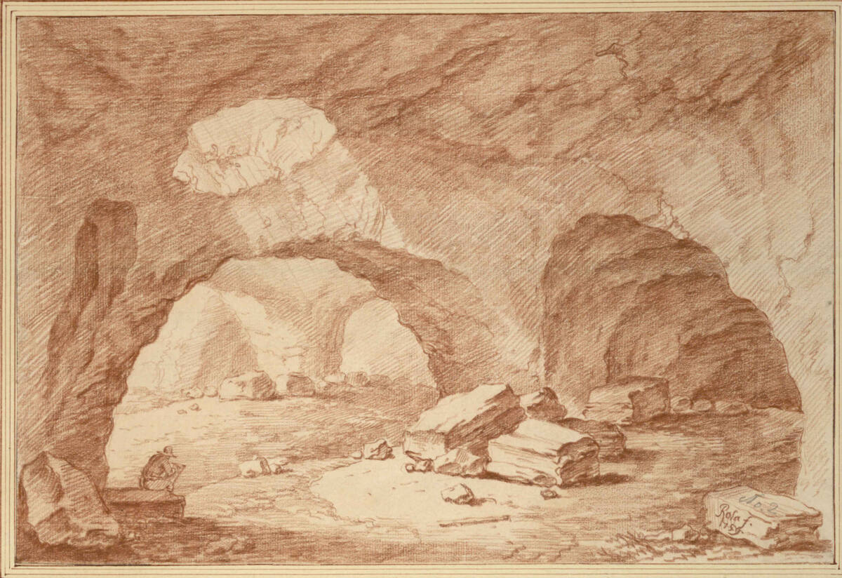Zeichner in Felsenhöhle, Joseph Rosa, 1759