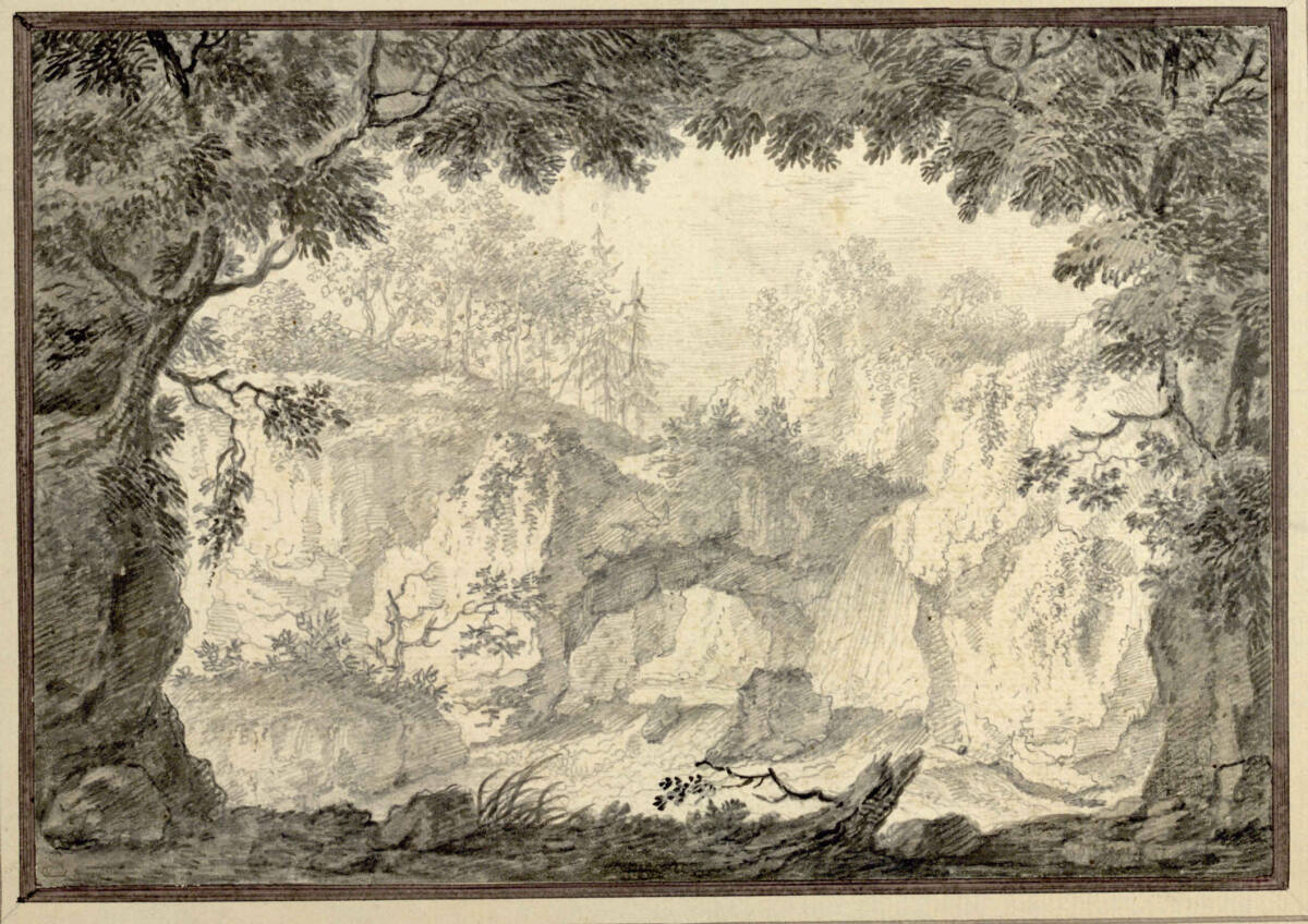 Felsenbrücke über Bach, Joseph Rosa