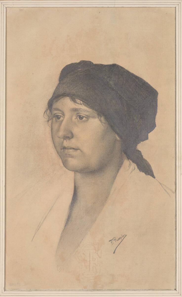 Franz Rumpler, Weiblicher Studienkopf mit schwarzem Koptuch, Inv. Nr.: 6339
