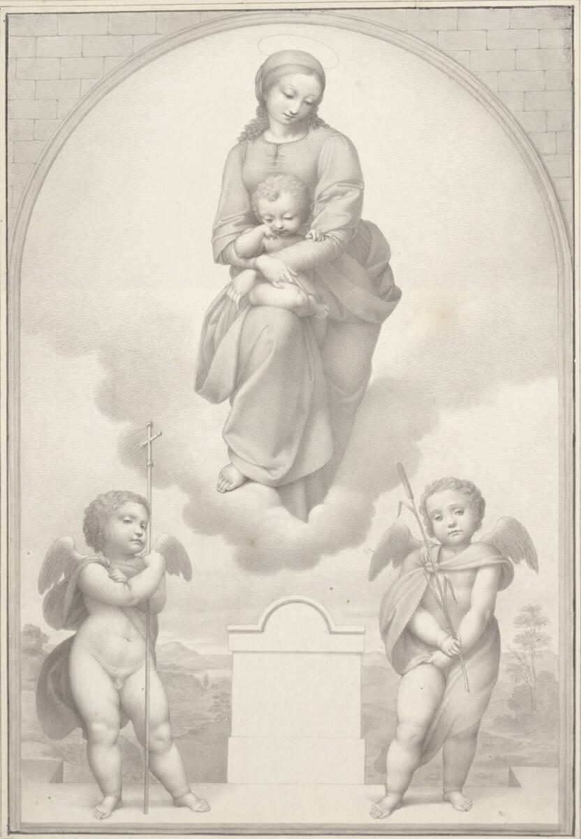 Johann Evangelist Scheffer von Leonhartshoff, Maria mit dem Jesuskind flankiert von zwei Engeln…
