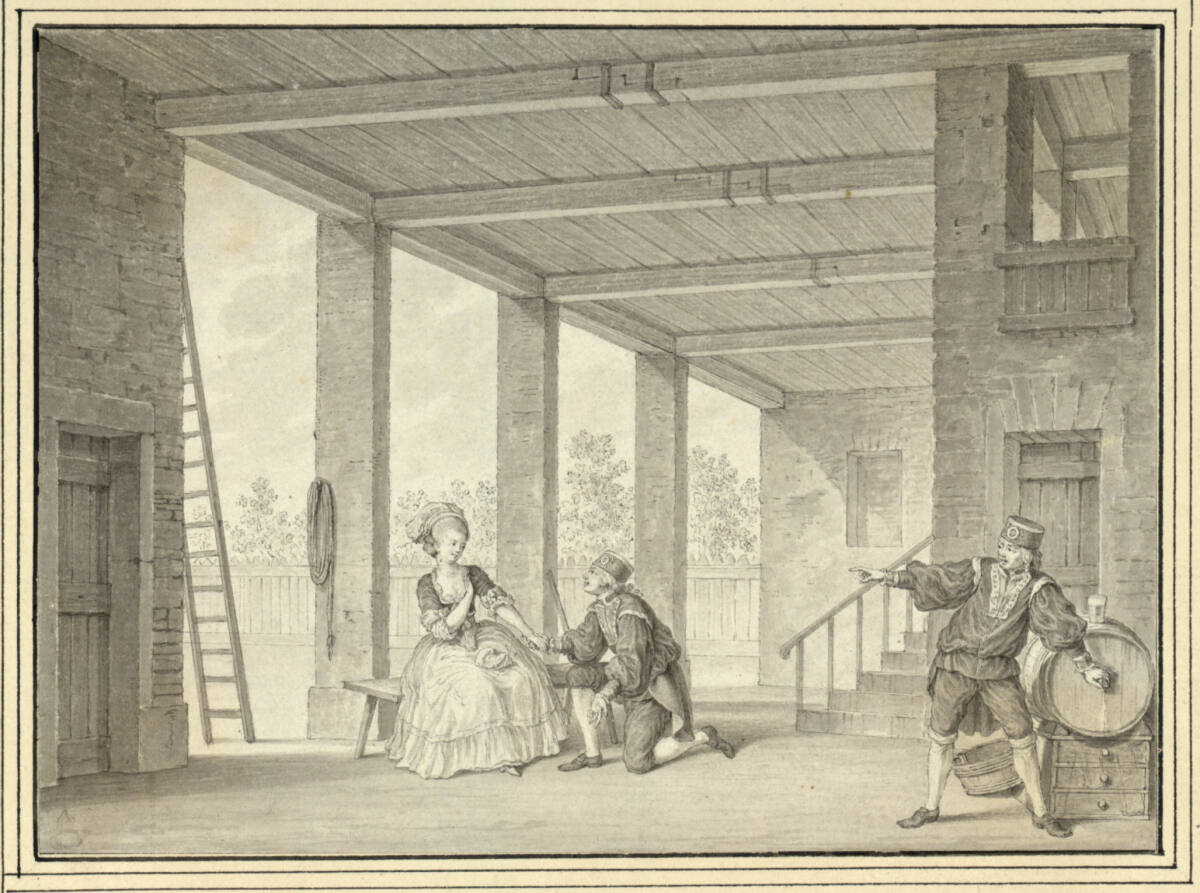 Szene aus der Oper (deutsches Singspiel) "Die Bergknappen", Musik von Ignaz Umlauf, Libretto von Josef Weidmann, Uraufführung am Wiener Burgtheater 1778, Carl Schütz, 1778