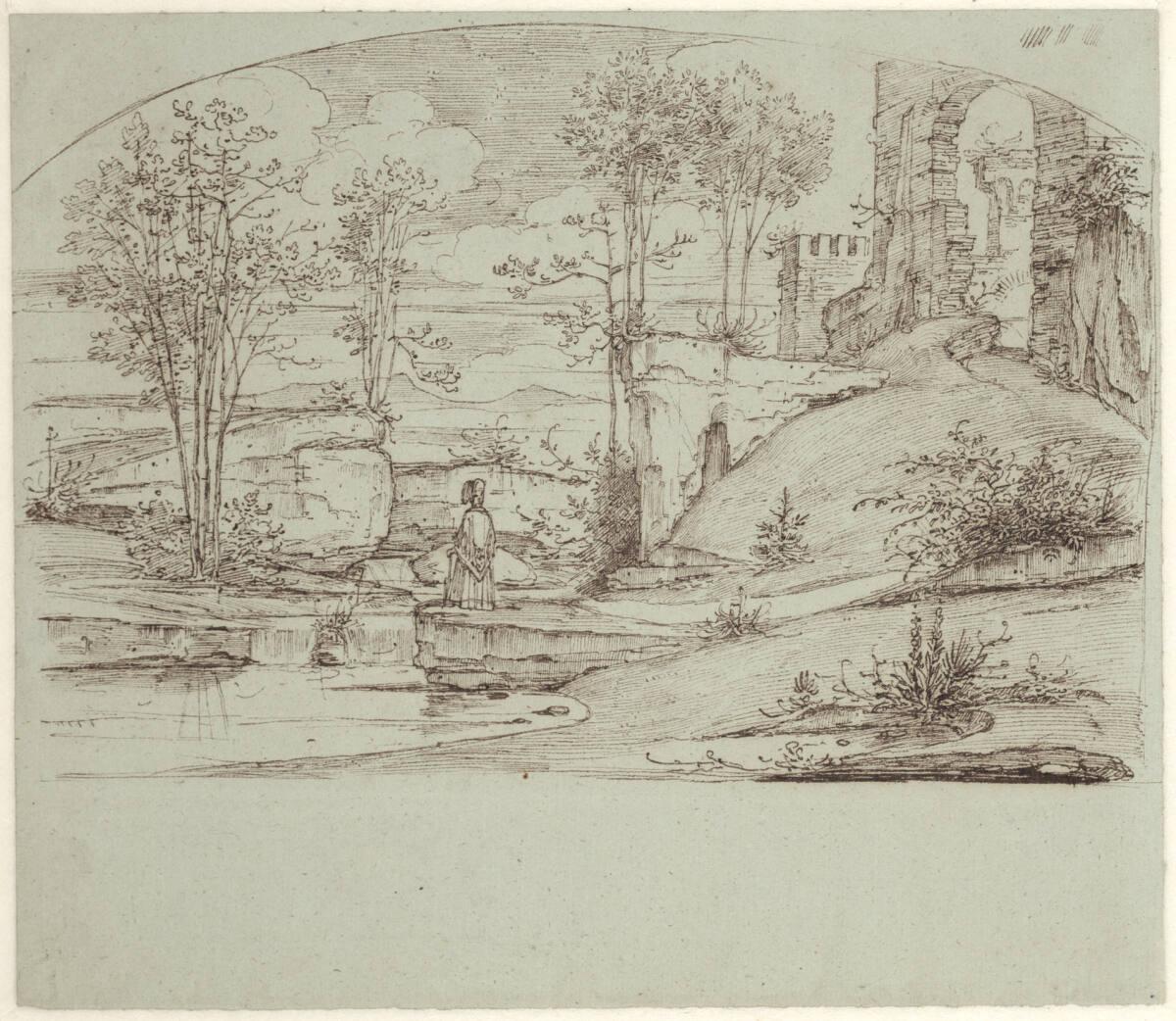 Moritz von Schwind, Naturpark bei einer Ruine, Inv. Nr.: 6527