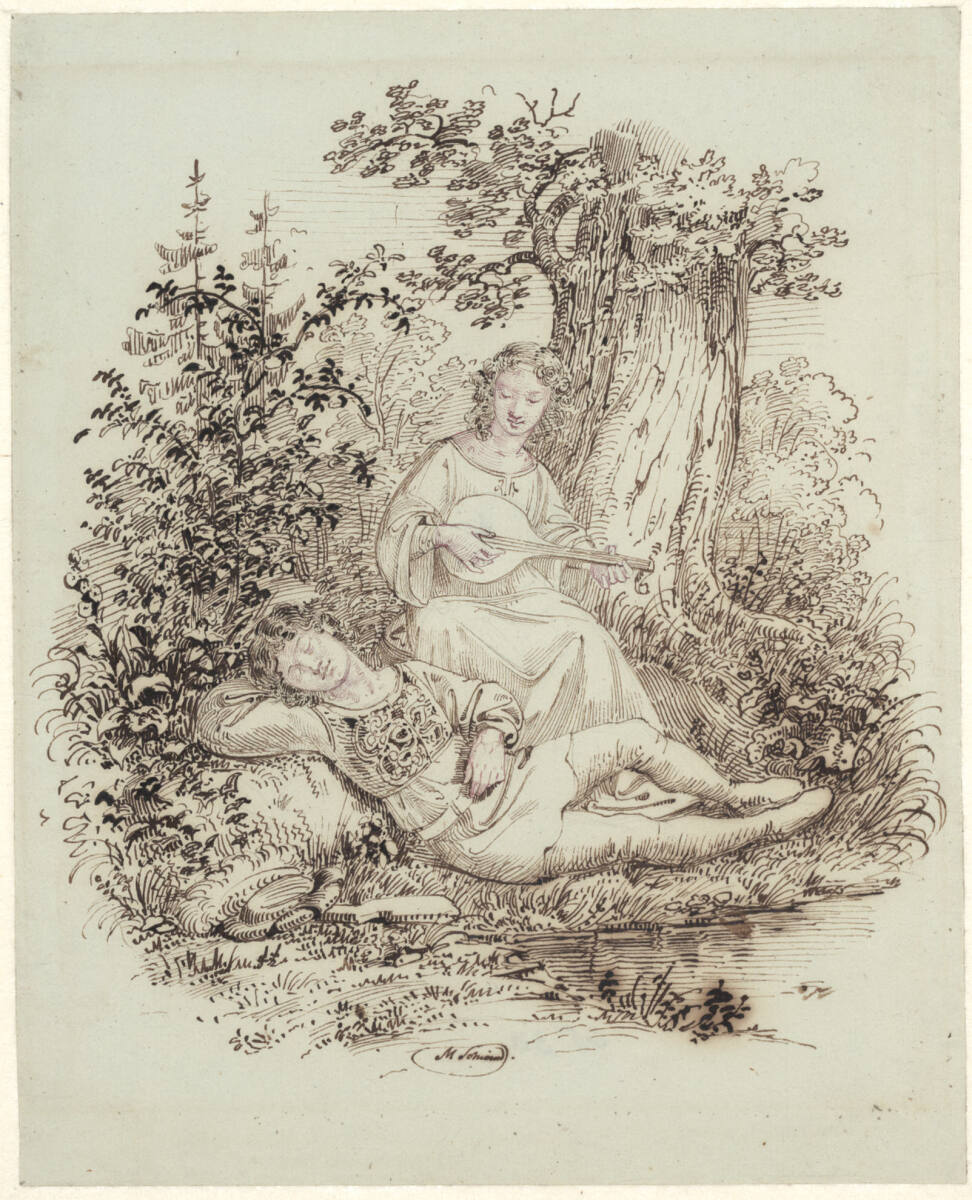 Krokus und Krokowka unter der böhmischen Eiche aus der "Libussa" von Johann Karl August Musäus, Moritz von Schwind