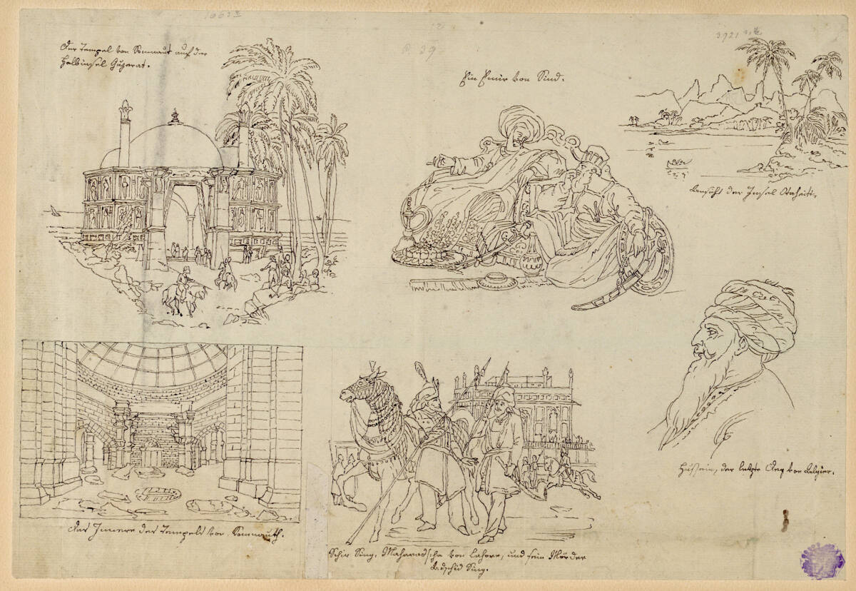Diverse Skizzen mit orientalen Kostümen, Landschaften, Anton Spreng