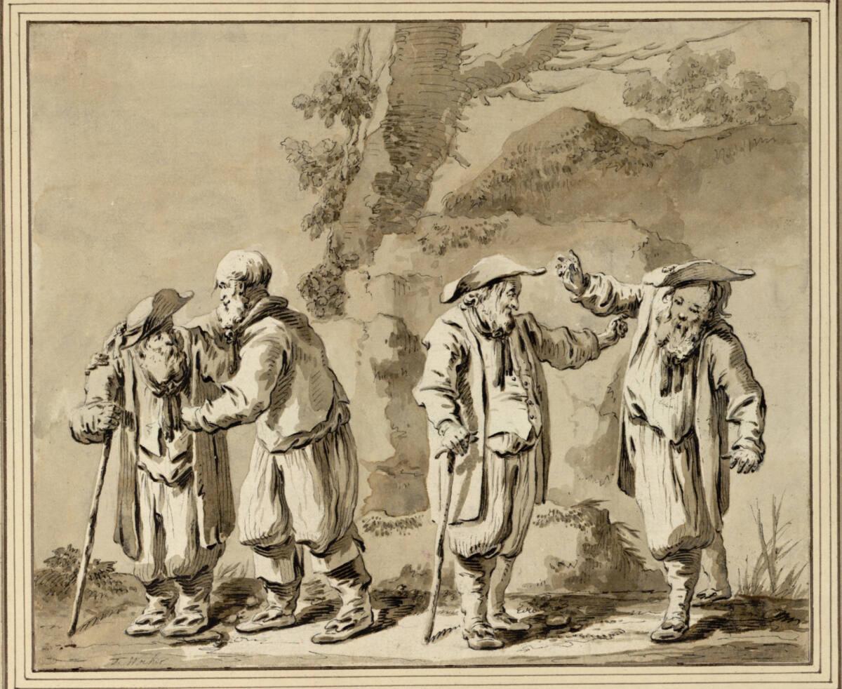Tiberius Dominikus Wocher, Vier Bauern bei einer Felswand, Inv. Nr.: 6745