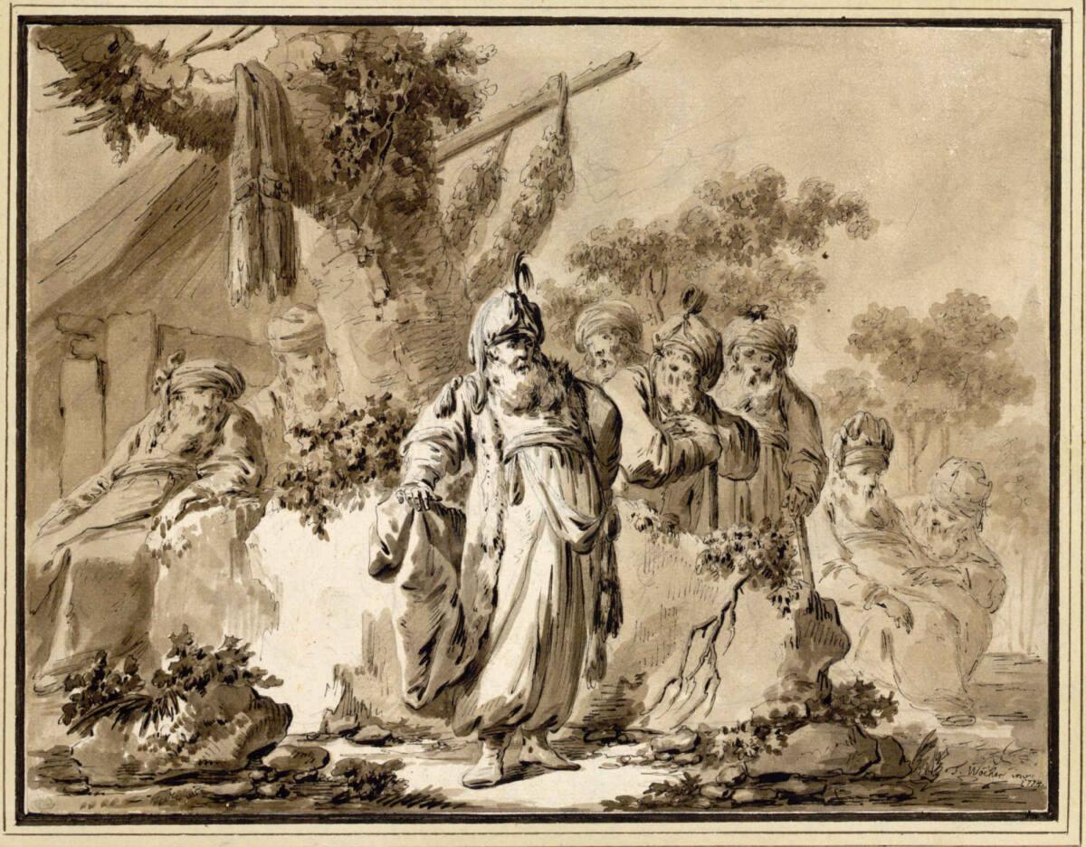 Tiberius Dominikus Wocher, Gruppe von Orientalen vor Baum und Zelt, Inv. Nr.: 6748