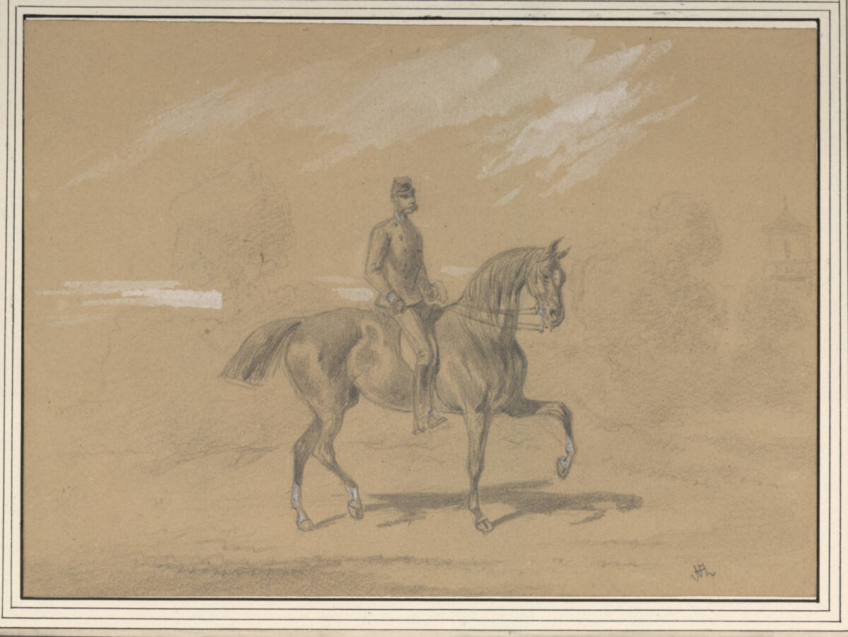 Kaiser Franz Joseph I. zu Pferd (Vorzeichnung für die Lithographie), Anton Zampis