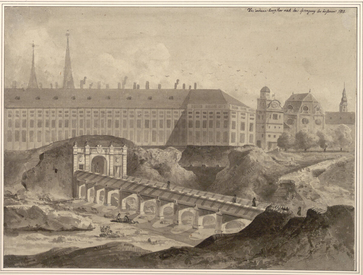 Das innere Burgtor nach der Sprengung des äusseren, Anton Stutzinger