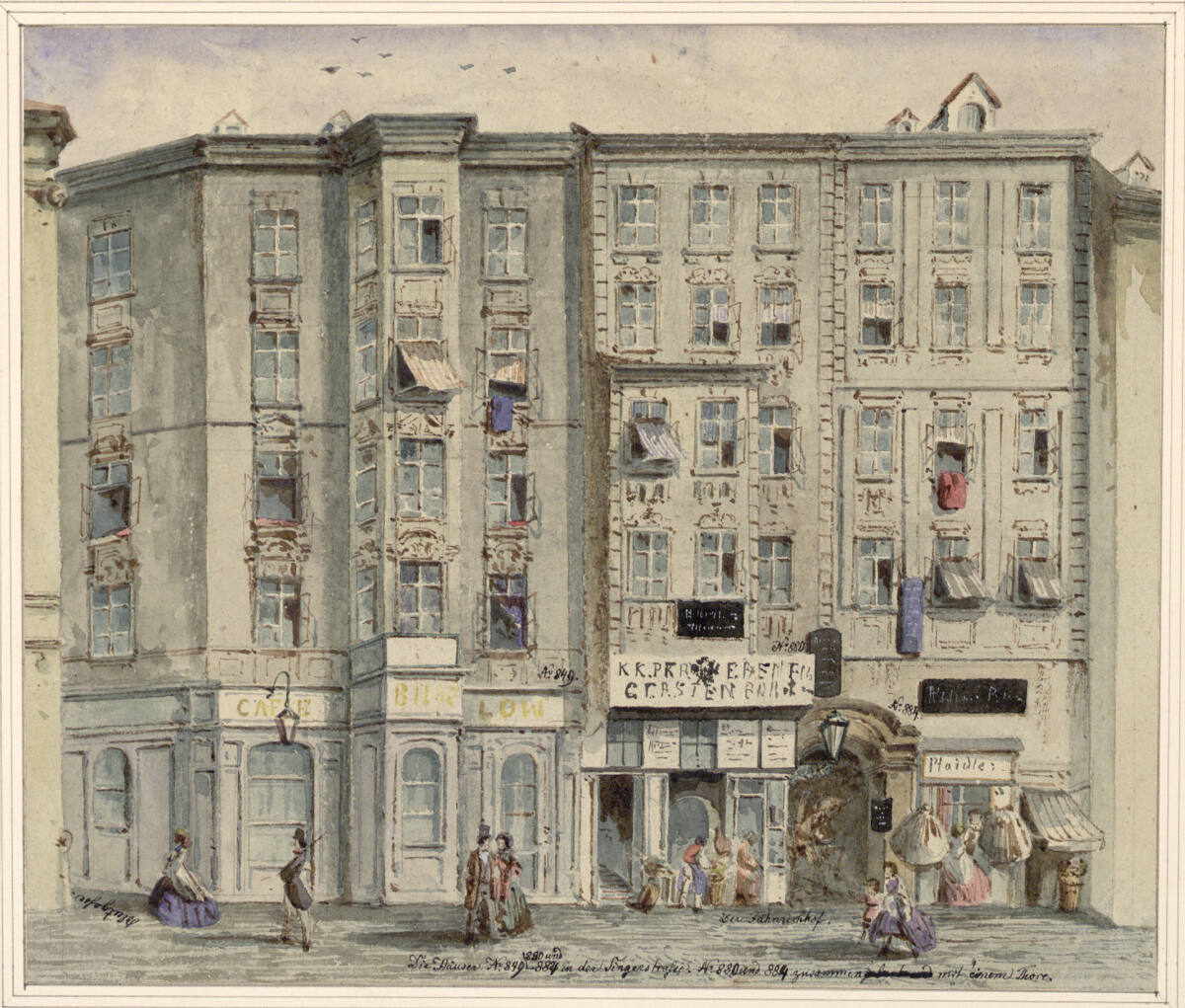 Singerstrasse. Der Fähnrichshof und die anstossenden Häuser, Anton Stutzinger