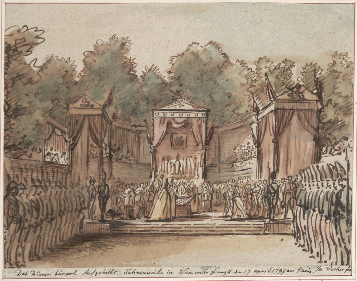 Des Wiener bürgerlichen Aufgebot's Fahnenweihe unter Franz II., 17. April 1797, am Glacis, Joseph Fischer