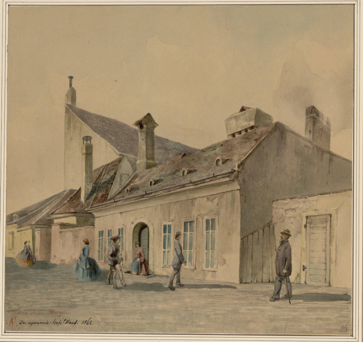 Der sogenannte Tiefe Haus in der oberen Alleegasse, Anton Stutzinger, 1862
