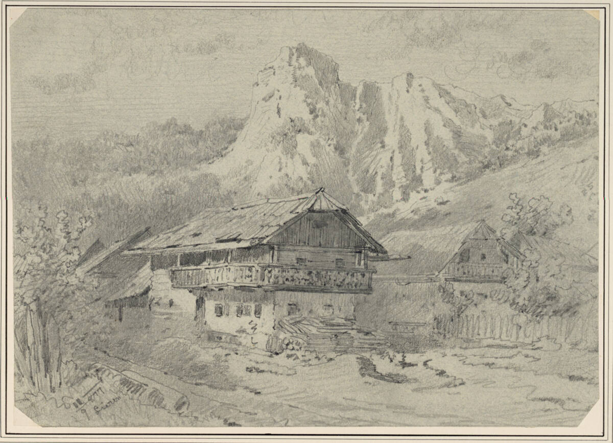 Landschaft mit Bergbauernhäuser, Carl Pischinger, 1877