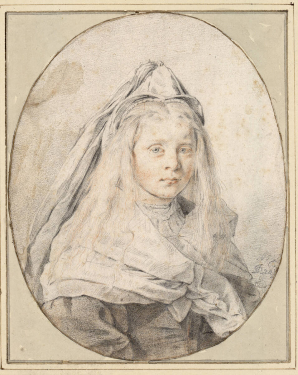 Bildnis eines Mädchens, halbfigurig im Oval, Jan de Bray, 1654