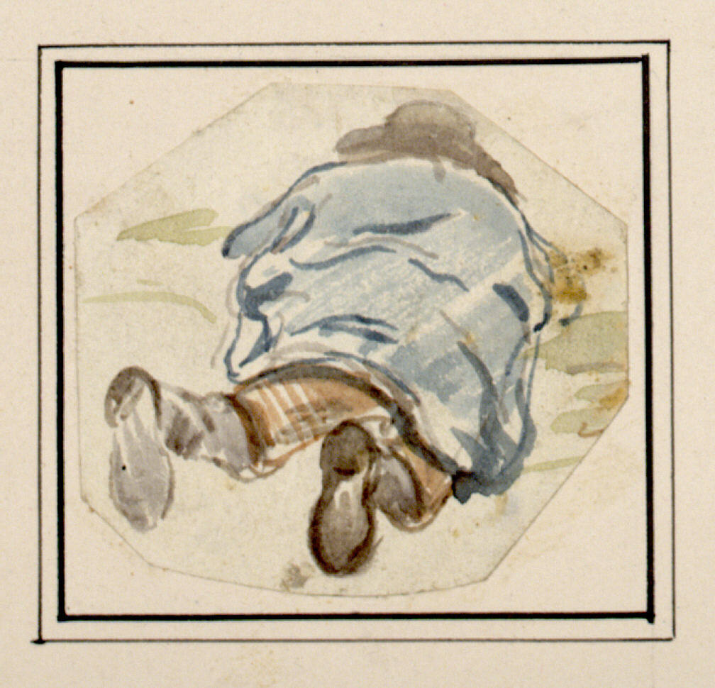 Auf dem Bauch liegender Mann von hinten, Carl Pischinger