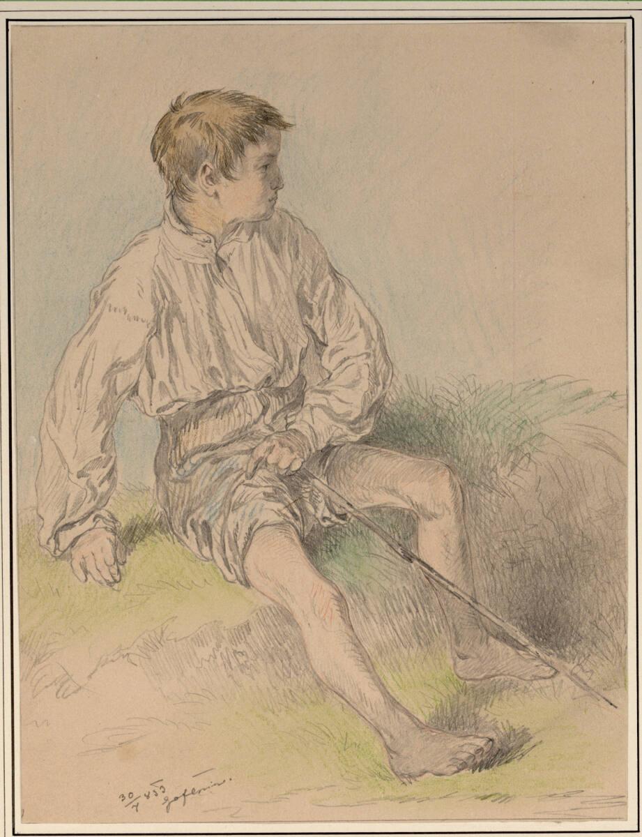 Carl Pischinger, Sitzender Junge mit Stab nach rechts, Inv. Nr.: 7657
