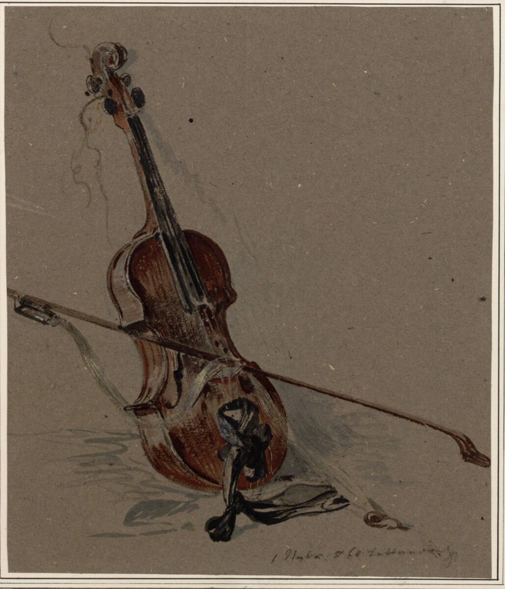 Geige mit Bogen, Carl Pischinger, 1860