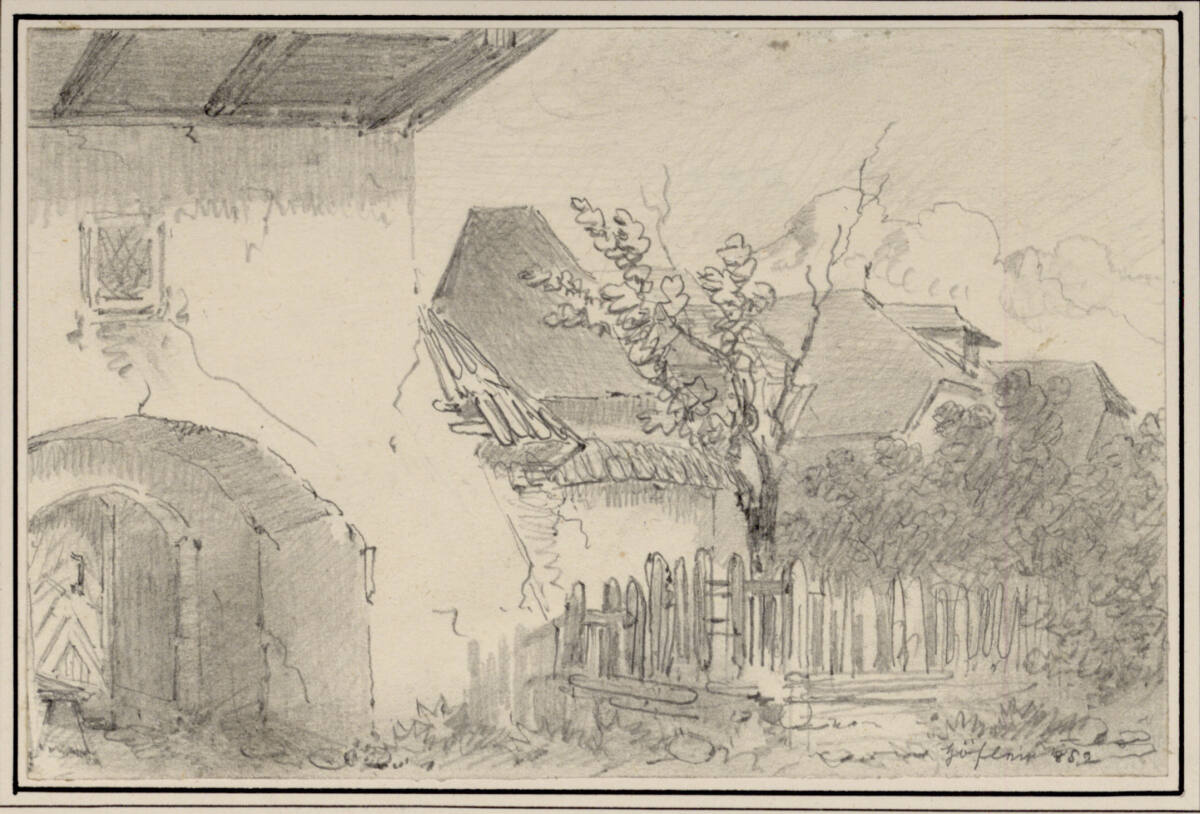 Ausschnitt einer Häuserzeile, Carl Pischinger, 1852
