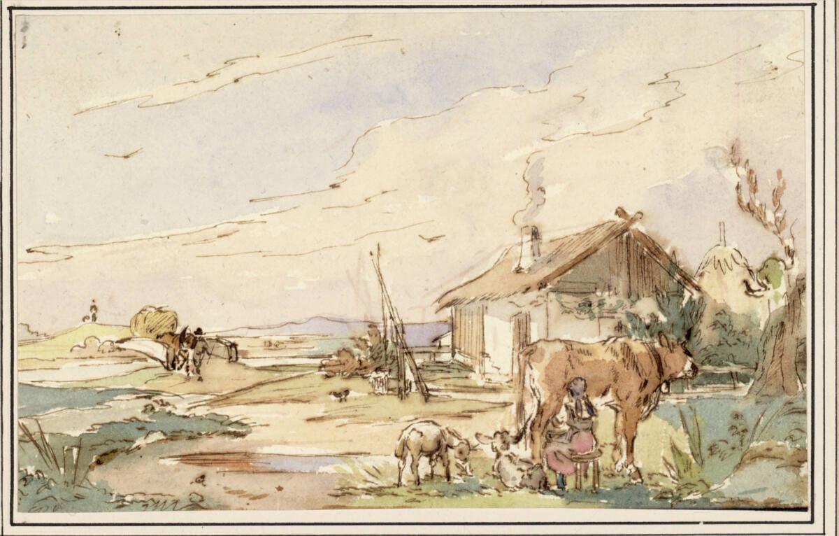 Carl Pischinger, Landschaft mit Melkerin, Inv. Nr.: 7775