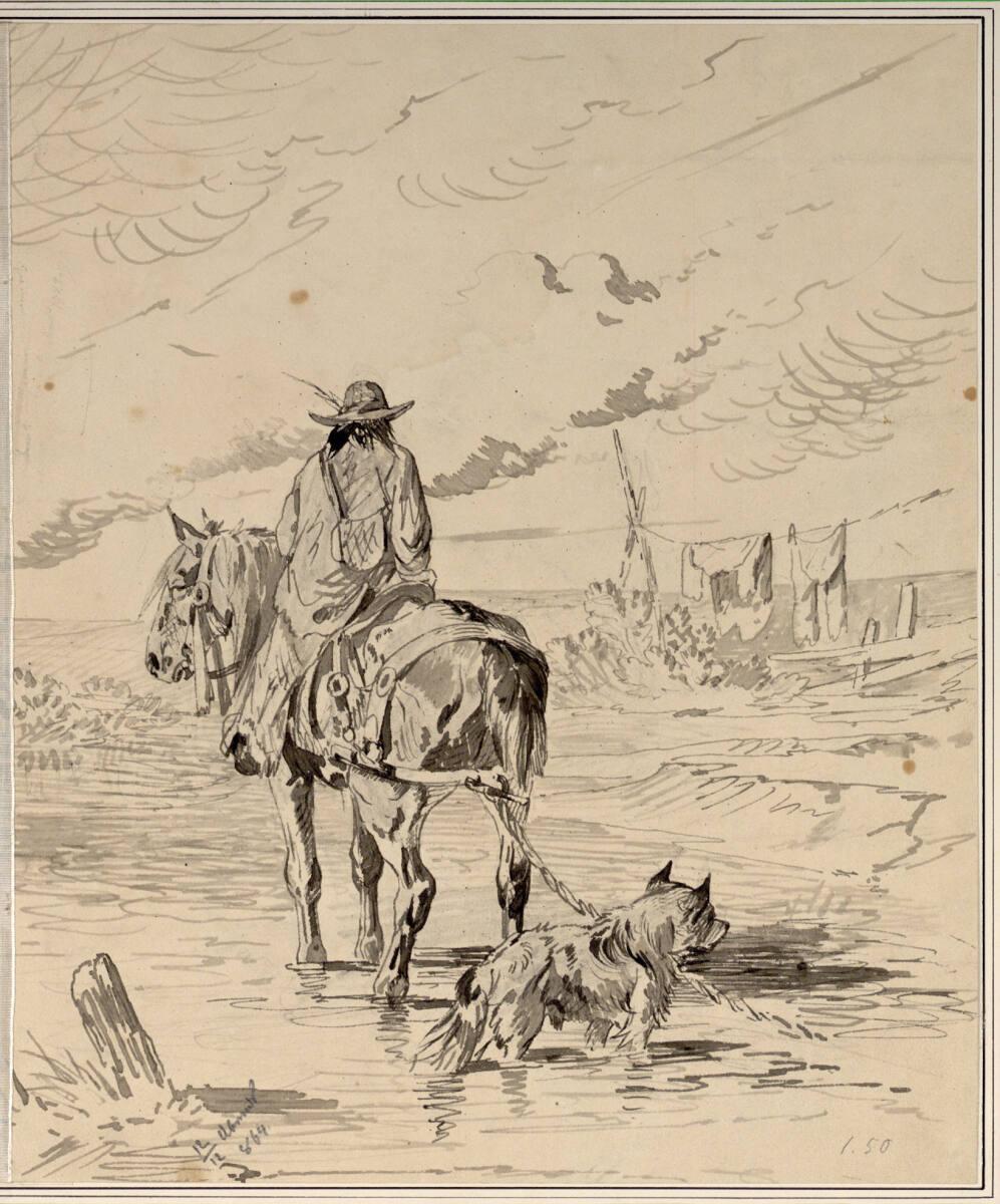 Carl Pischinger, Reiter mit Hund von hinten, Inv. Nr.: 7786r
