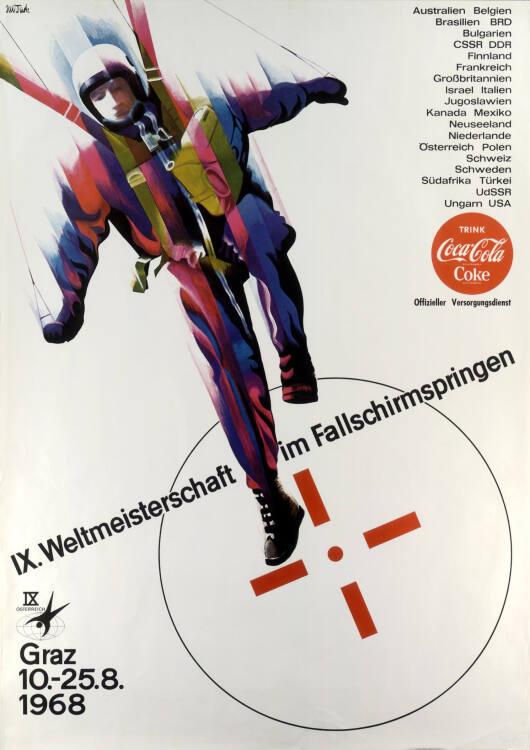 Herbert Walter Türk, IX. Weltmeisterschaft im Fallschirmspringen; Graz, 10.-25.8.1968, Inv. Nr.…