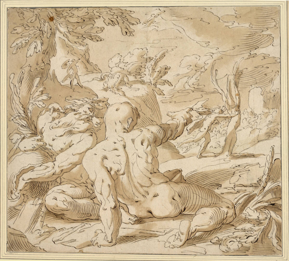 Flußgötter beobachten die Verwandlung der Daphne, Abraham Bloemaert