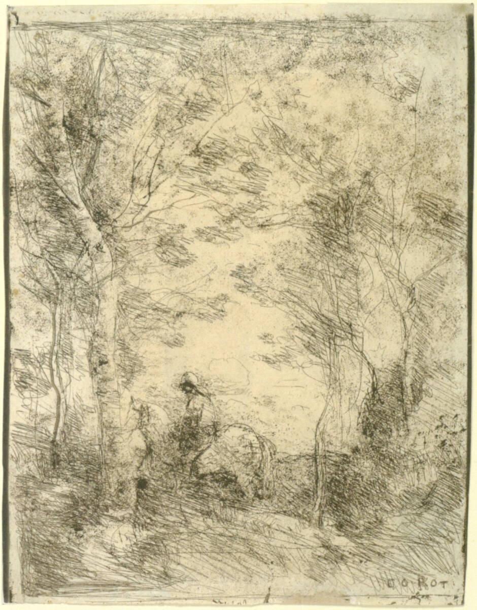 Jean-Baptiste Camille Corot, Der kleine Reiter im Wald, Inv. Nr.: DG1923/476