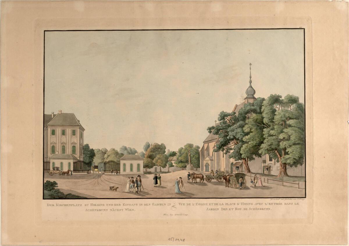 Johann Kniep, Der Kirchenplatz in Hietzing, Inv. Nr.: DG1948/15