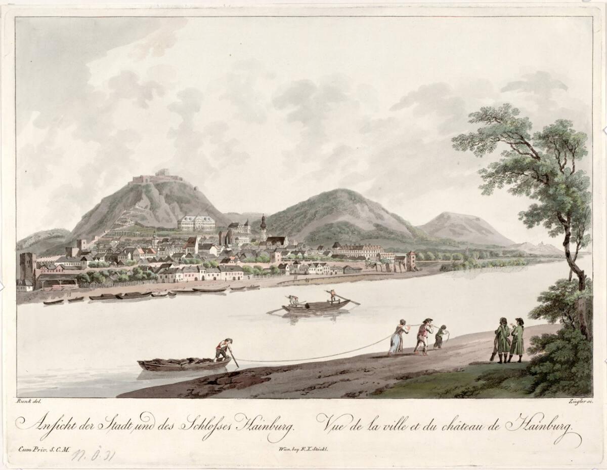 Ferdinand Runk, Ansicht der Stadt und des Schlosses Hainburg, Inv. Nr.: DG1936/572