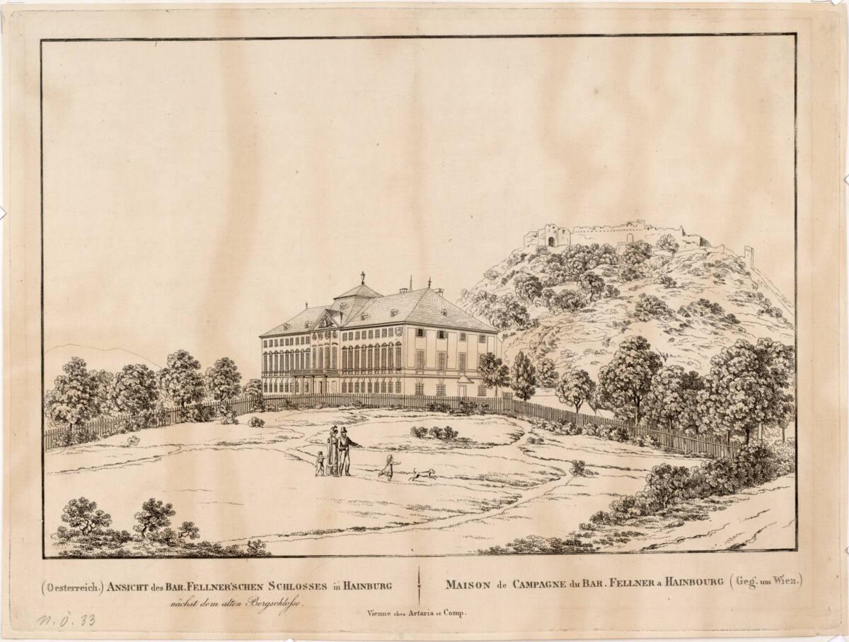 Anonym, Ansicht des Baron Fellner´schen Schlosses in Hainburg, Inv. Nr.: DG1936/575