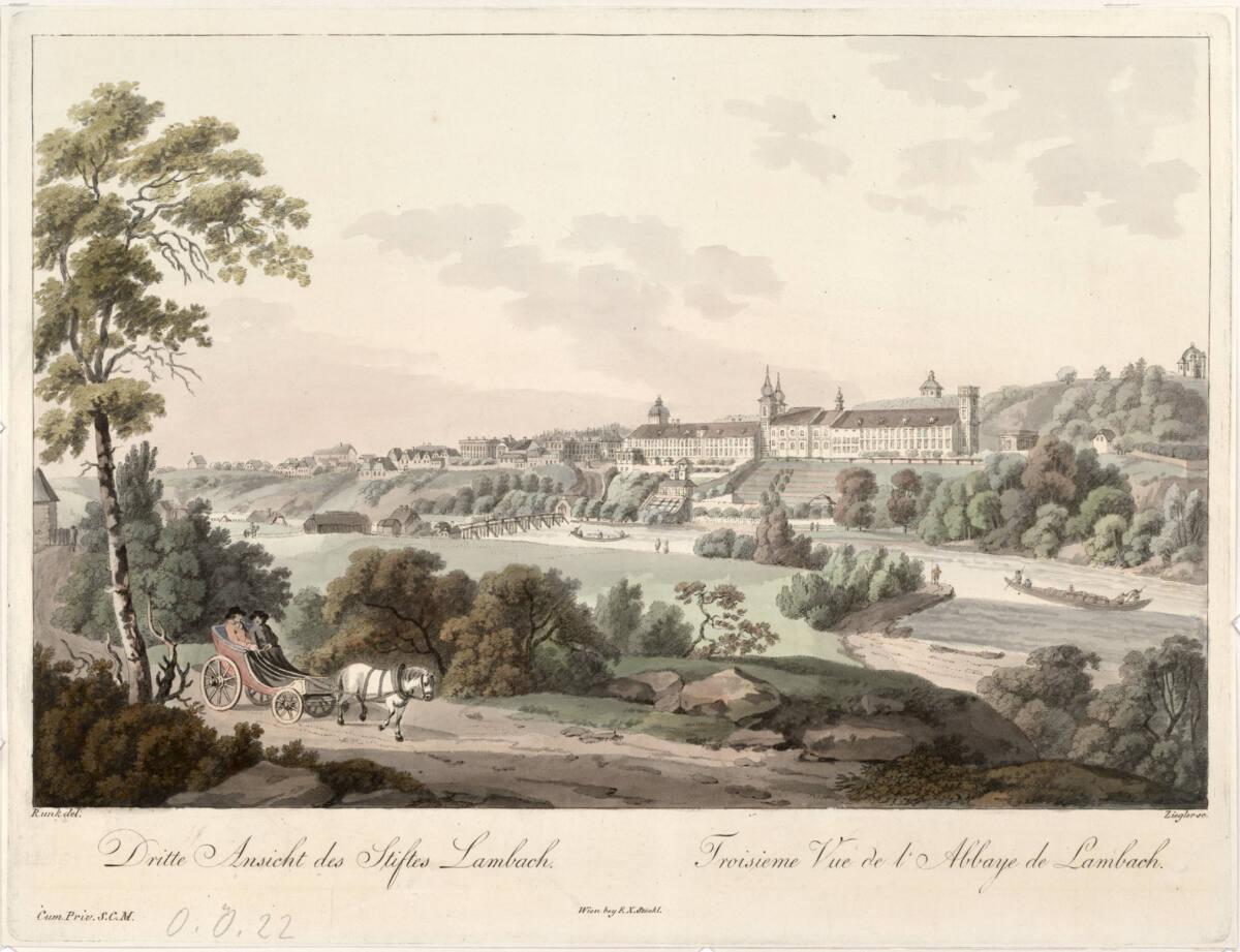 Ferdinand Runk, Ansicht des Stiftes Lambach, Inv. Nr.: DG1936/658