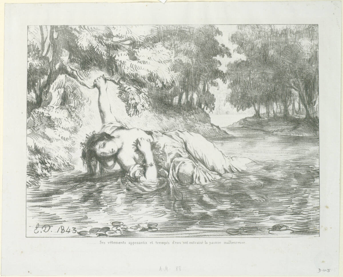 Mort d'Ophélie (Act. IV. Sc. VII), Eugène Delacroix, 1843
